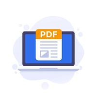 PDF file in computer vector icon