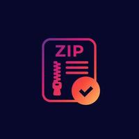 icono de archivo zip para web vector