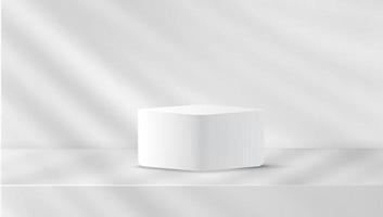 fondo de color blanco y gris de podio 3d realista. plataforma geométrica de representación vectorial abstracta. presentación de exhibición de productos escena mínima. vector
