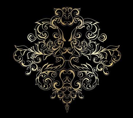 Vector damask vintage baroque scroll ornament swirl. Victorian monogram heraldic shield swirl. Retro floral leaf pattern border foliage antique  acanthus calligraphy engraved tattoo.Tile decor element