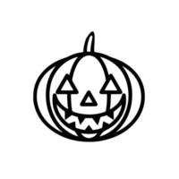 Vector Halloween symbol, scary pumpkin face with evil smile. Jack o lantern icon.