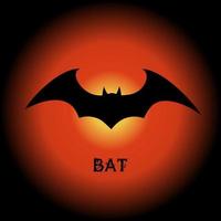 Halloween flying bat.  Vampire vector bat. Dark silhouette of bat flying in a flat style