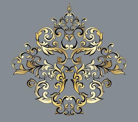 Vector damask vintage baroque scroll ornament swirl. Victorian monogram heraldic shield swirl. Retro floral leaf pattern border foliage antique  acanthus calligraphy engraved tattoo.Tile decor element