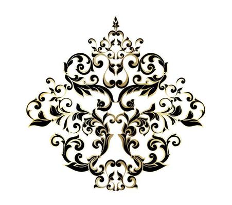 Vector damask vintage baroque scroll ornament swirl. Victorian monogram heraldic shield swirl. Retro floral leaf pattern border foliage antique  acanthus calligraphy engraved tattoo.Tile decor element