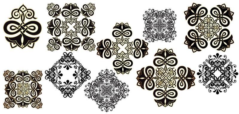 Vector damask vintage baroque scroll ornament swirl. Victorian monogram heraldic shield swirl. Retro floral leaf pattern border foliage antique  acanthus calligraphy engraved tattoo.Tile decor element