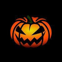 Vector Halloween symbol, scary pumpkin face with evil smile. Jack o lantern icon.