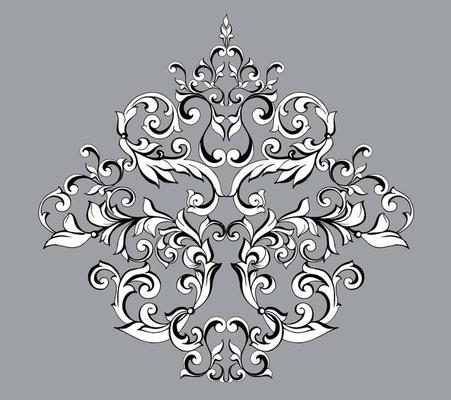 Vector damask vintage baroque scroll ornament swirl. Victorian monogram heraldic shield swirl. Retro floral leaf pattern border foliage antique  acanthus calligraphy engraved tattoo.Tile decor element