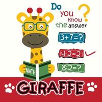 giraffe the teacher funny animal cartoon vector