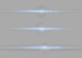 Set of blue horizontal highlights. Laser beams, horizontal beams of light. Beautiful light reflections. Glowing stripes on a light background. Glowing abstract sparkling background. vector