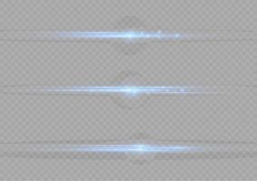 Set of blue horizontal highlights. Laser beams, horizontal beams of light. Beautiful light reflections. Glowing stripes on a light background. Glowing abstract sparkling background. vector