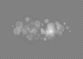 Light abstract glowing bokeh lights. Light bokeh effect isolated. Christmas background from shining dust. Christmas concept flare sparkle. White png dust light. vector