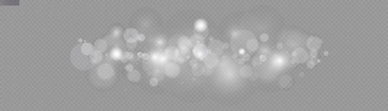 Light abstract glowing bokeh lights. Light bokeh effect isolated. Christmas background from shining dust. Christmas concept flare sparkle. White png dust light.