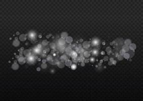 Light abstract glowing bokeh lights. Light bokeh effect isolated. Christmas background from shining dust. Christmas concept flare sparkle. White png dust light. vector