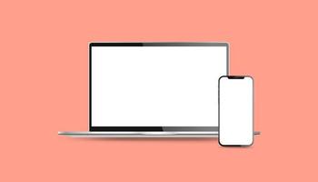 Laptop Smartphone Blank White Display Mockup Template Slim Bezel Technology Illustration vector