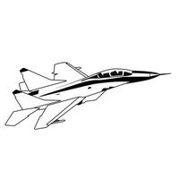 russian mig jet fighter black and white vector design