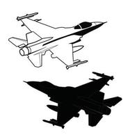 moderno diseño vectorial de aviones de combate en blanco y negro vector