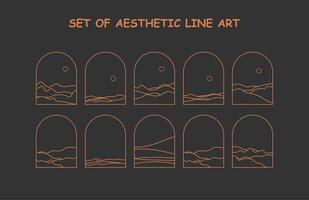 Set of aesthetic line art vector