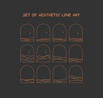 Set of aesthetic line art vector