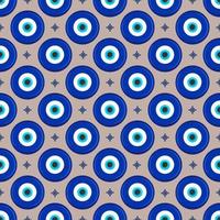 Evil eye ethnic pattern. Mystic greek blue amulet. Turkish traditional print. Symbol of protection. Vector seamless background.