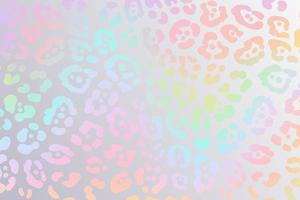 Rainbow leopard background. Holographic foil cheetah texture. Animal pattern gradient print. Vector abstract pastel illustration.