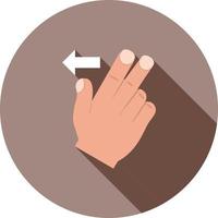 Two Fingers Left Flat Long Shadow Icon vector