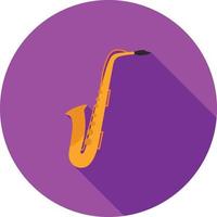 icono de sombra larga plana de saxofón vector