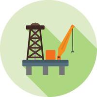 Oil Platform Flat Long Shadow Icon vector