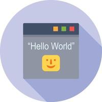 Hello World Program Flat Long Shadow Icon vector