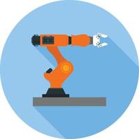 robot industrial ii plana larga sombra icono vector