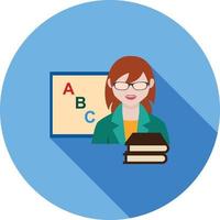 Teacher Female Flat Long Shadow Icon vector