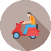 Riding Scooter Flat Long Shadow Icon vector