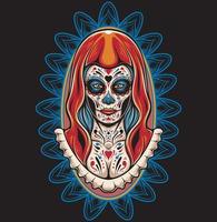 Vector illustration day of the dead girl make up with vintage style