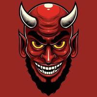 Vector Illustration of Red Devil Head in Vintage Style