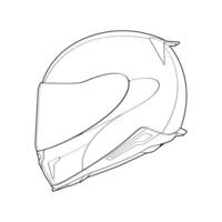 casco de plantilla de cara completa, ilustración de vector de casco de arte de línea, vector de arte de línea, vector de casco