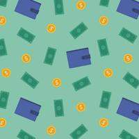 Money rain seamless pattern with dollars vector