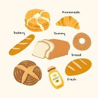 set of Fresh bread, homemade bread, bakery, bake vector