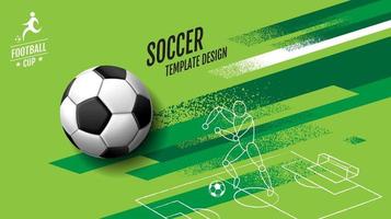 diseño de plantilla de fútbol, banner de fútbol, diseño de diseño deportivo, tema verde, vector