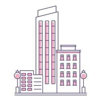 buildings color pink vector