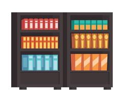 Estante de suministros de la tienda con libros vector