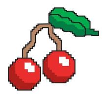 cherries pixel art style vector