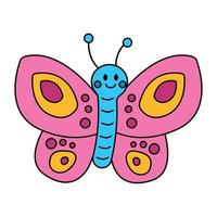 personaje retro de dibujos animados de mariposa vector