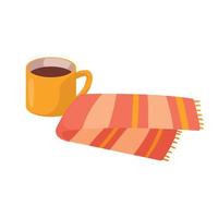 coffee cup and autumn scarff vector