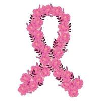 Peony Breast Cancer Ribbon vector