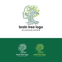 concepto de logo de cerebro de árbol. Mente humana, crecimiento, innovación, pensamiento, símbolo de la ilustración común. vector