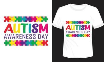 diseño de camiseta del día de concientización sobre el autismo vector