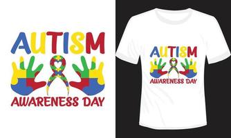 diseño de camiseta del día de concientización sobre el autismo vector