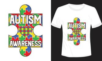 diseño de camiseta del día de concientización sobre el autismo vector