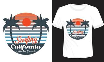 Surfing California Aloha Beach T-shirt Design vector