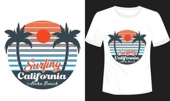 Surfing California Aloha Beach T-shirt Design vector