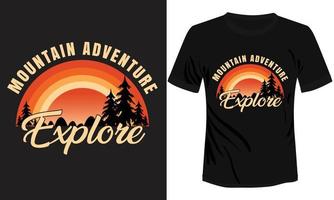 aventura de montaña explorar diseño de camiseta vector